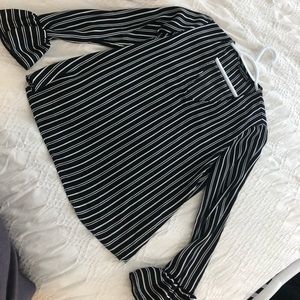 Black and white stripe blouse
